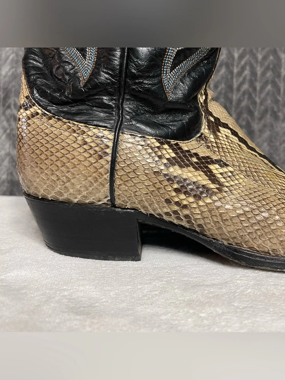 Vintage Larry Mahan Snakeskin Python Cowboy Boots Men's Size 9 D Made In Texas